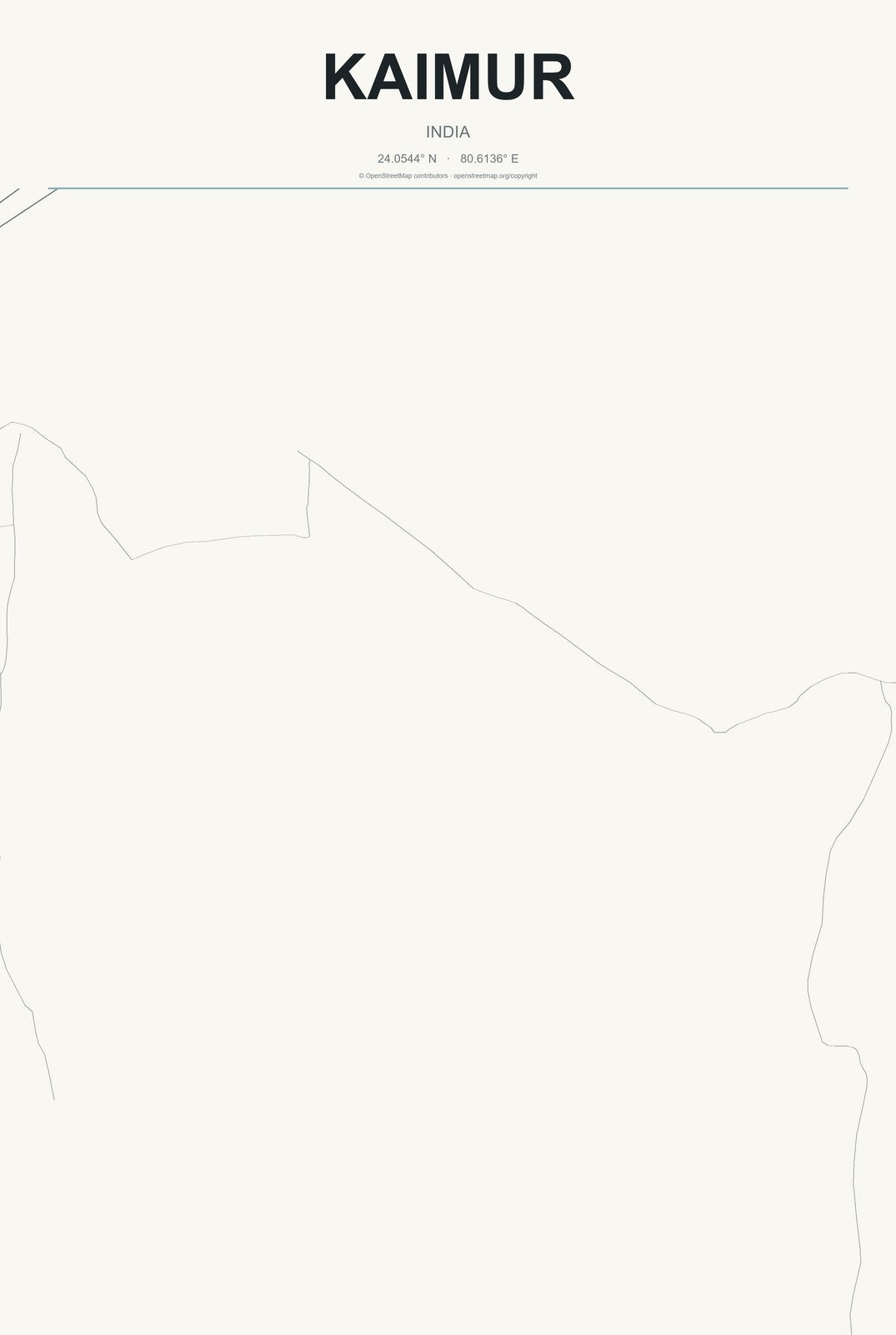 Kaimur, India City Map Aluminum Sign in Headline Atlas style
