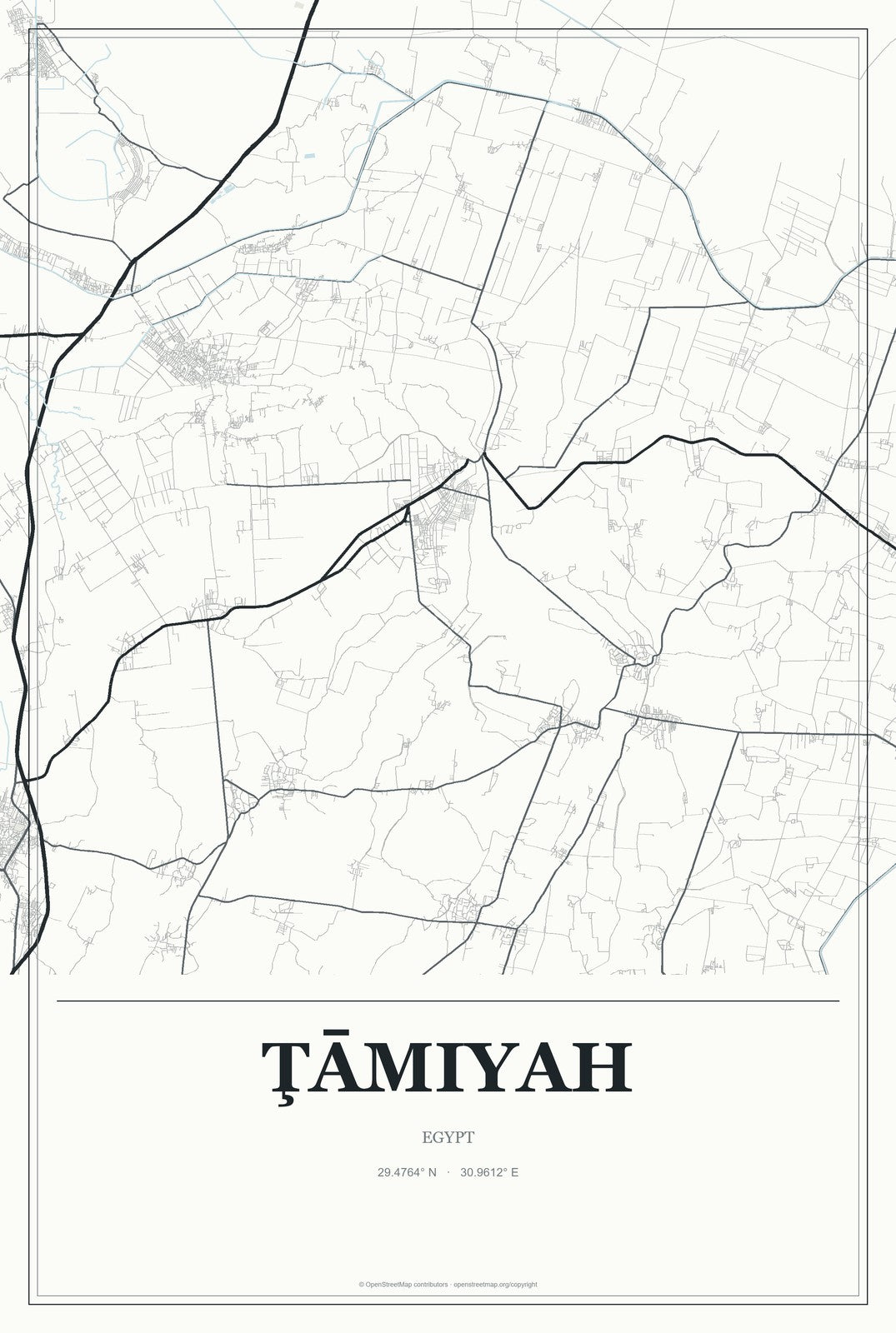 Ţāmiyah, Egypt City Map Aluminum Sign in Gallery Air style