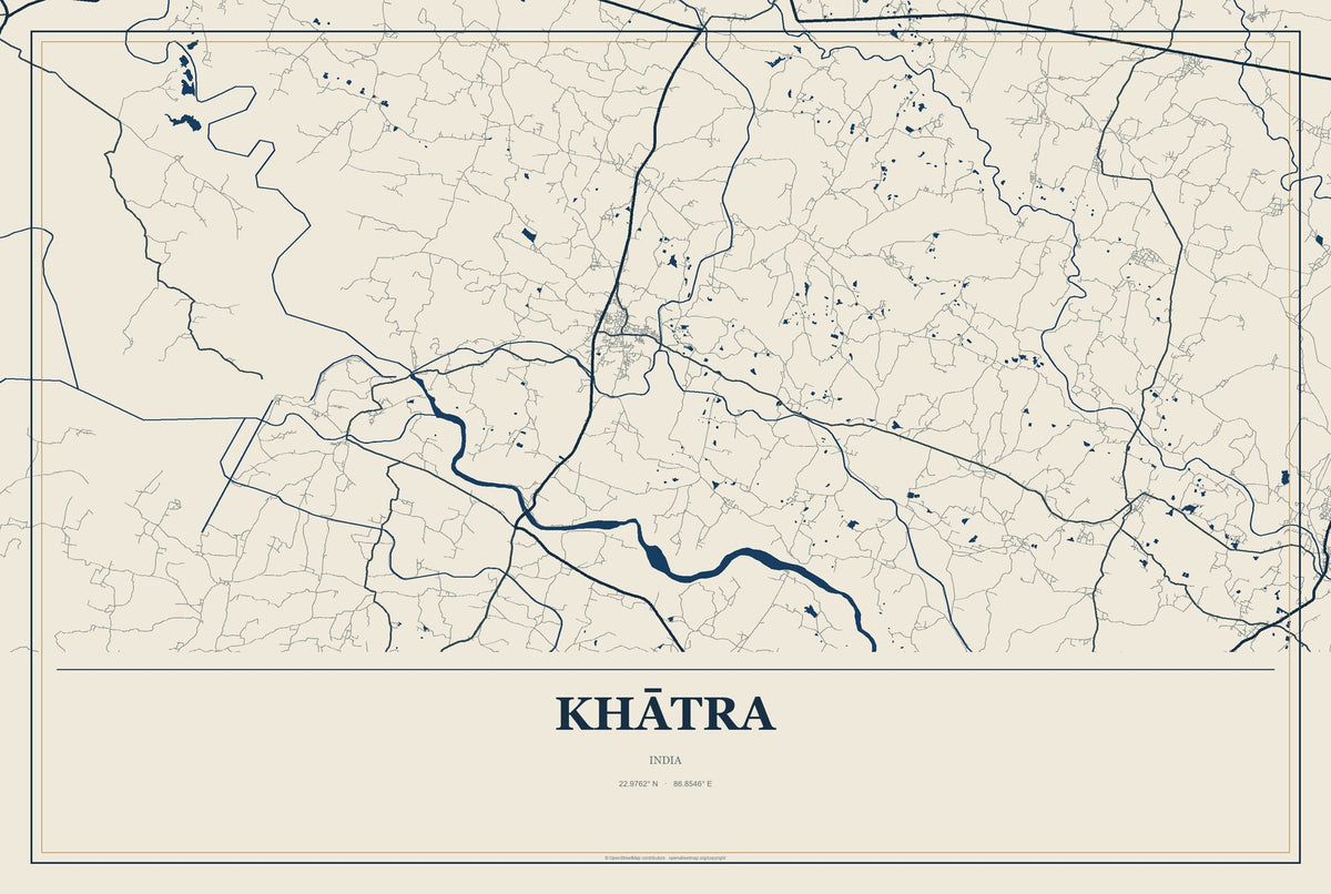 Khātra, India City Map Aluminum Sign in Coastal Cutout style