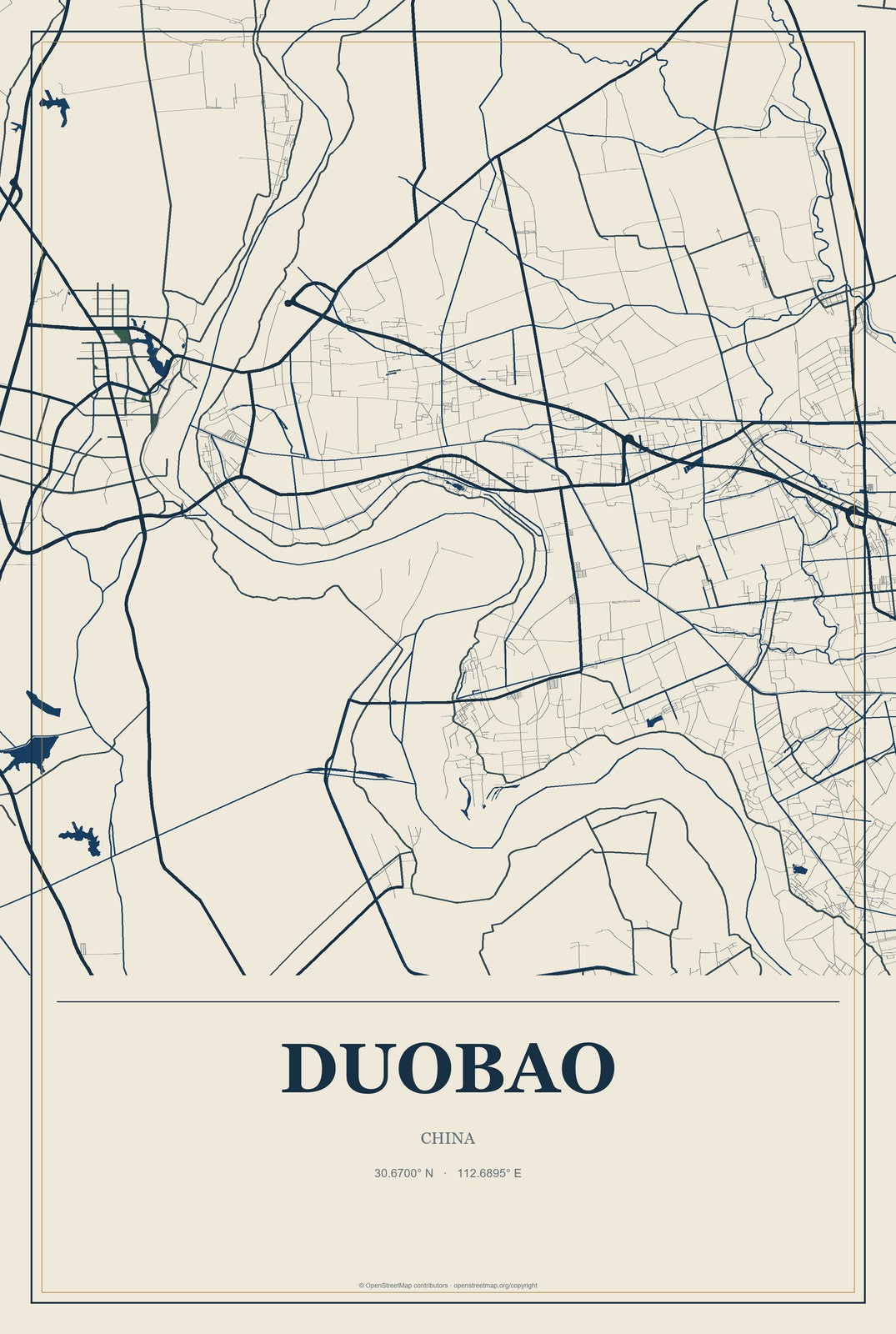 Duobao, China City Map Aluminum Sign in Coastal Cutout style
