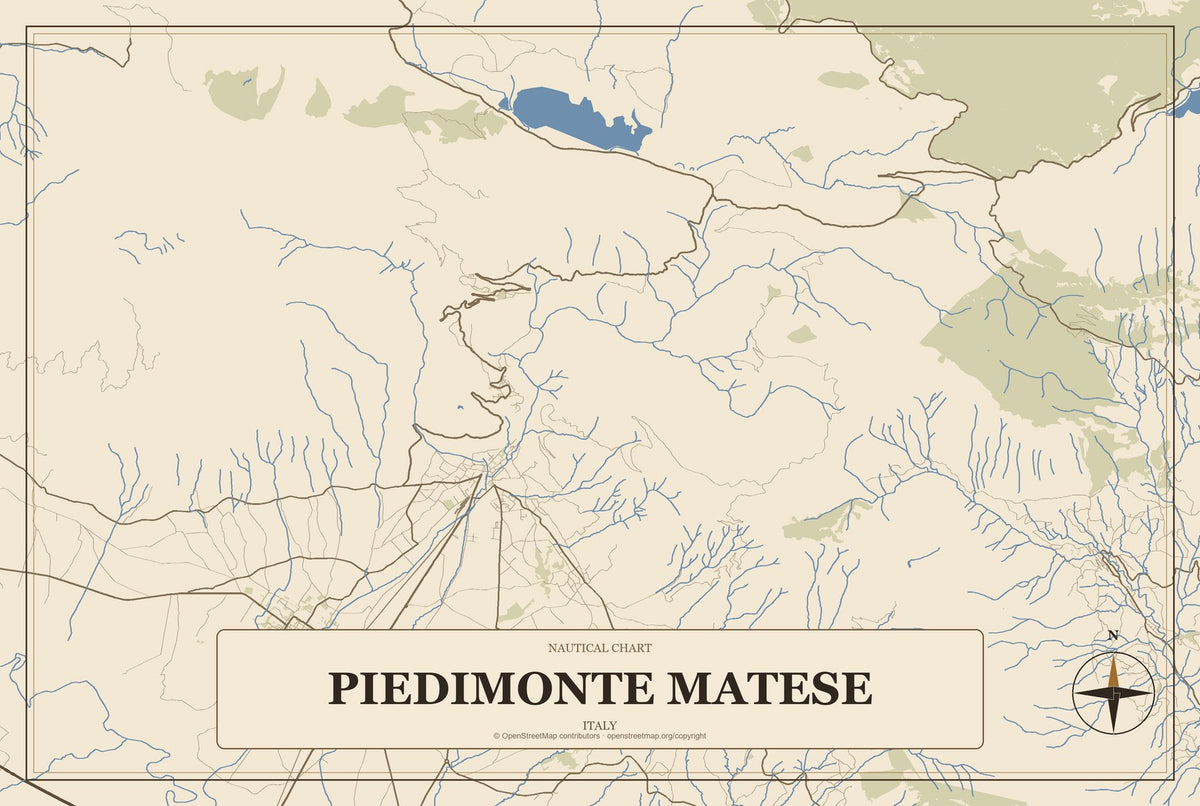 Piedimonte Matese, Italy City Map Aluminum Sign in Heritage Nautical style