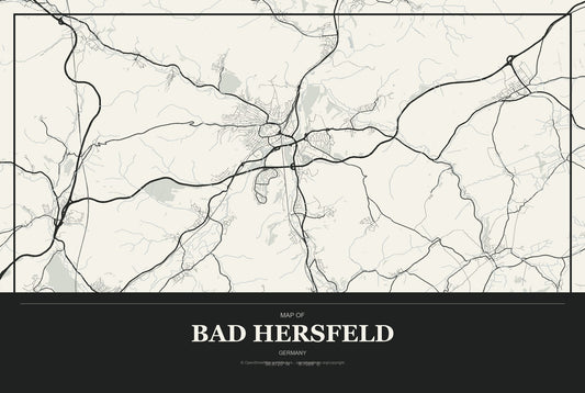 Bad Hersfeld, Germany City Map Aluminum Sign in Museum Plaque style