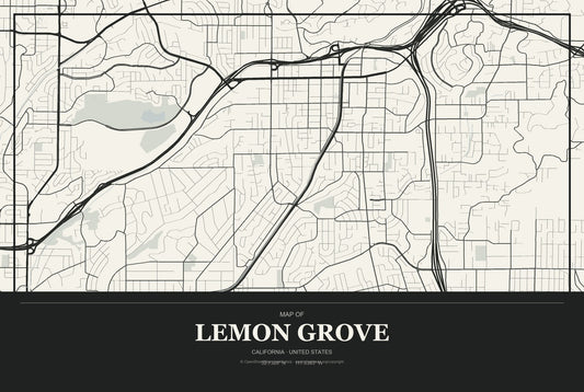 Lemon Grove, California City Map Aluminum Sign in Museum Plaque style