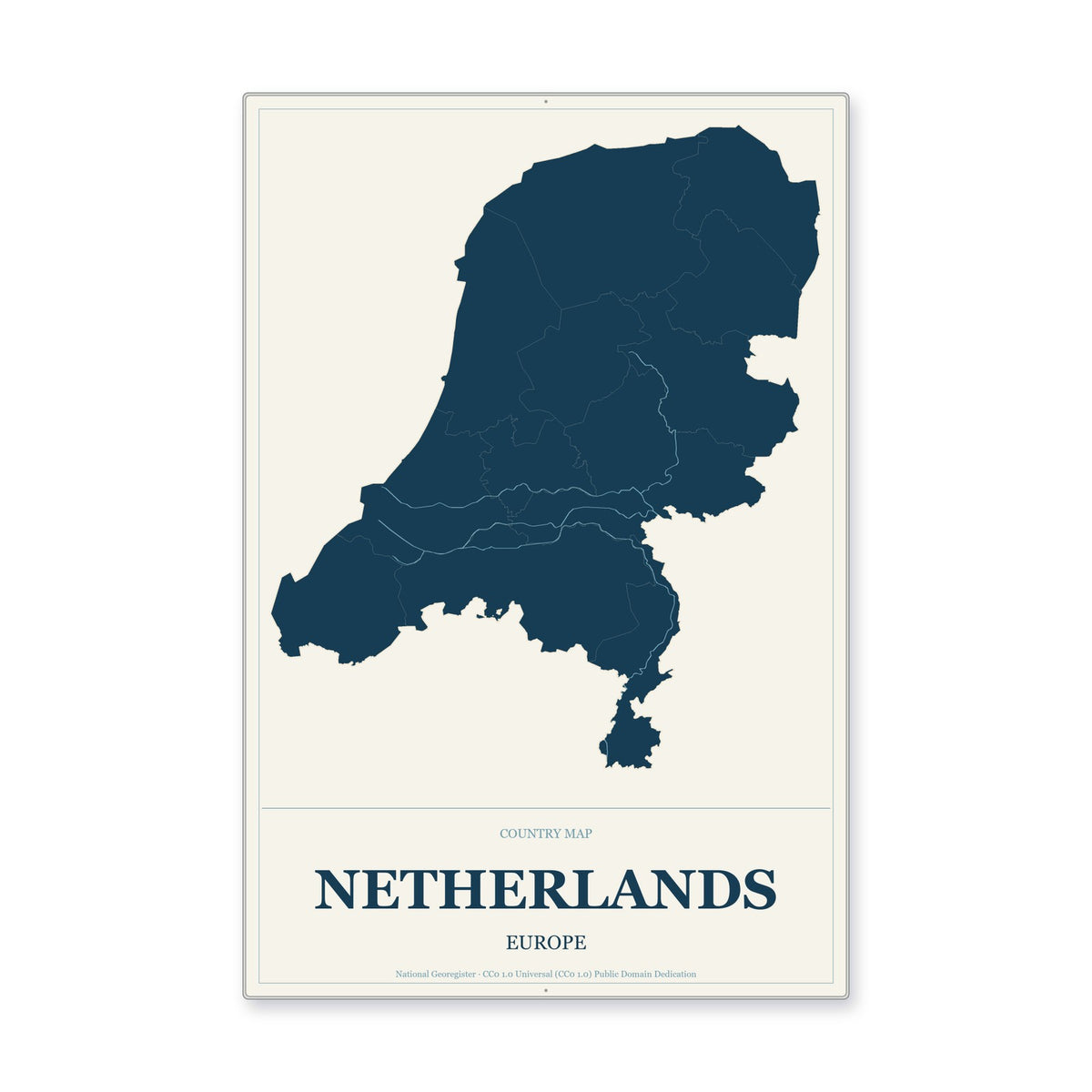 Netherlands Country Map Aluminum Sign in Coastal Cutout style