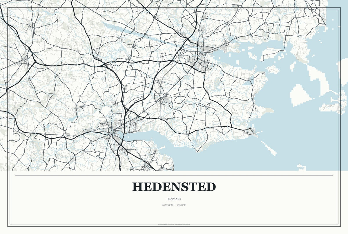 Hedensted, Denmark City Map Aluminum Sign in Gallery Air style