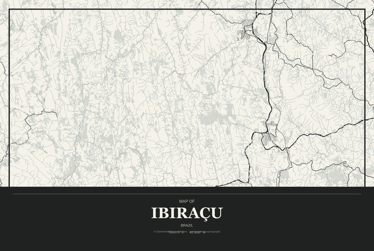 Ibiraçu, Brazil City Map Aluminum Sign in Museum Plaque style