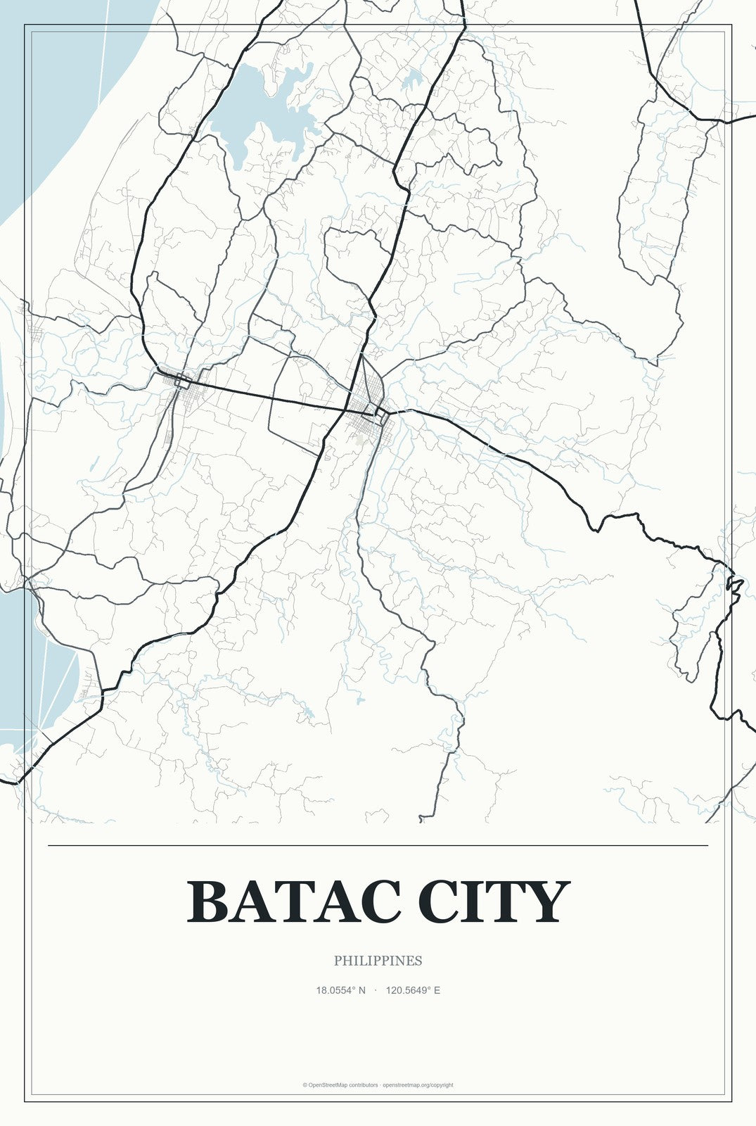 Batac City, Philippines City Map Aluminum Sign in Gallery Air style
