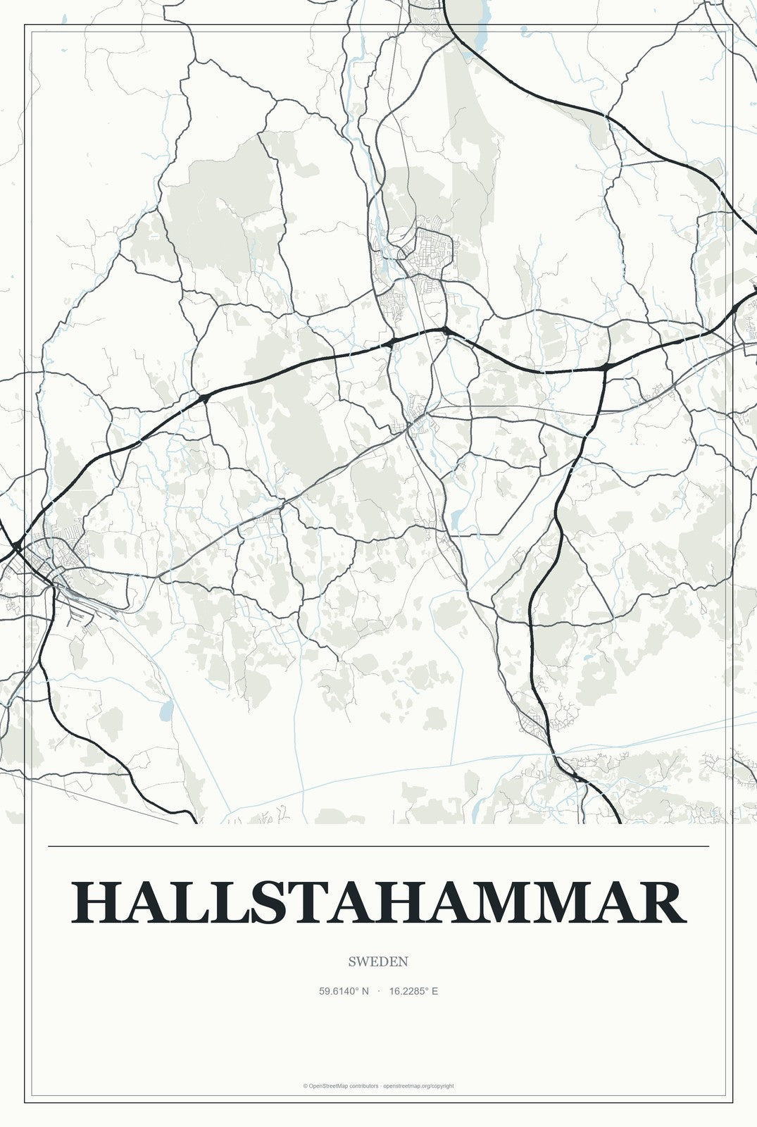 Hallstahammar, Sweden City Map Aluminum Sign in Gallery Air style