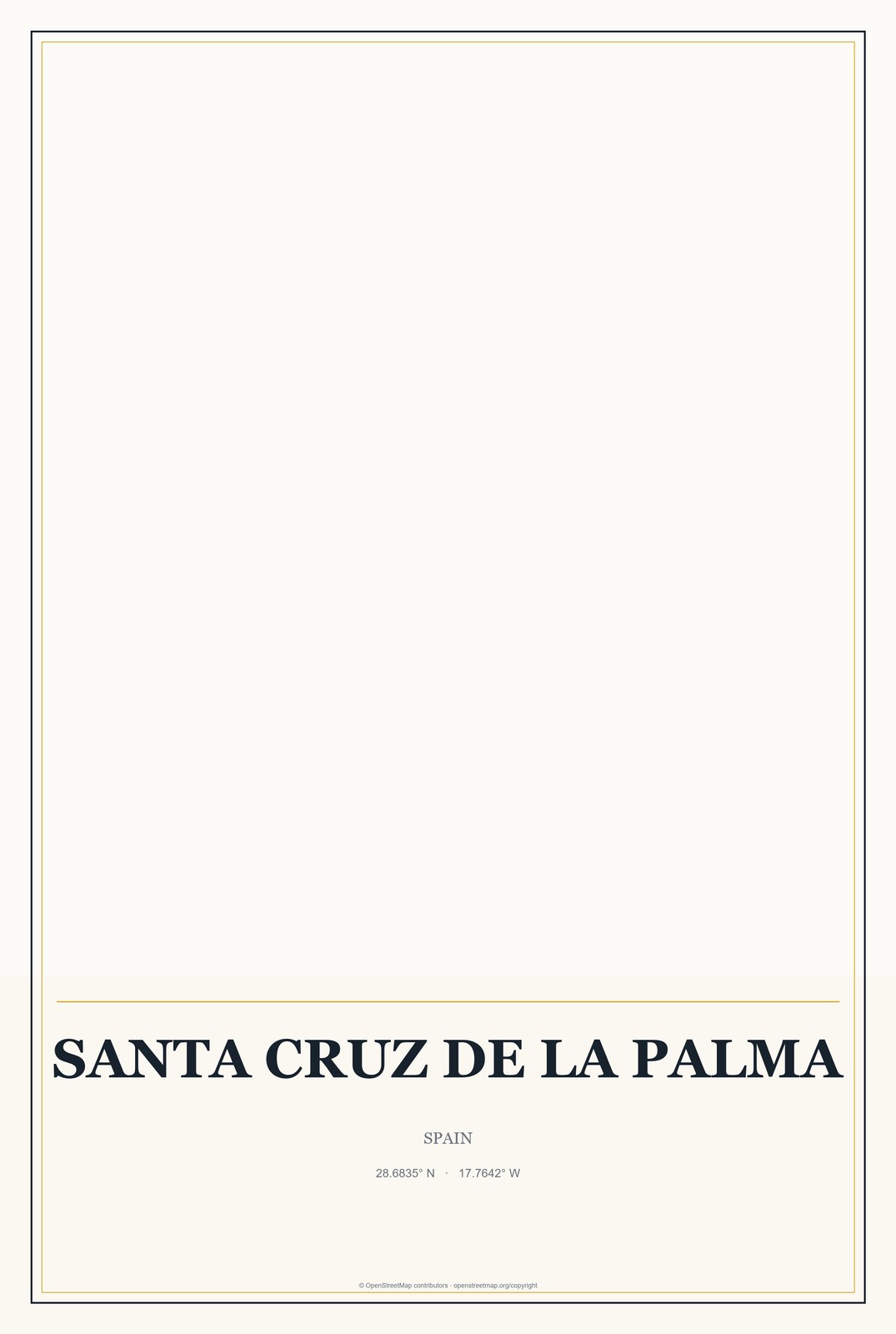 Santa Cruz de la Palma, Spain City Map Aluminum Sign in Citrine Modern style