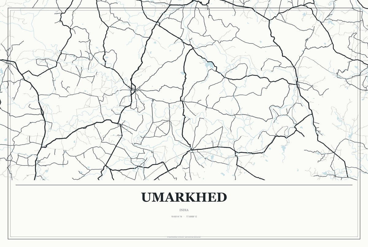 Umarkhed, India City Map Aluminum Sign in Gallery Air style