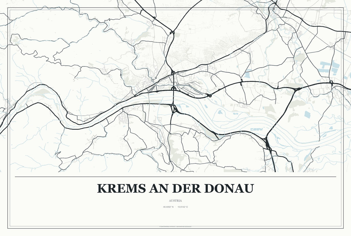 Krems an der Donau, Austria City Map Aluminum Sign in Gallery Air style