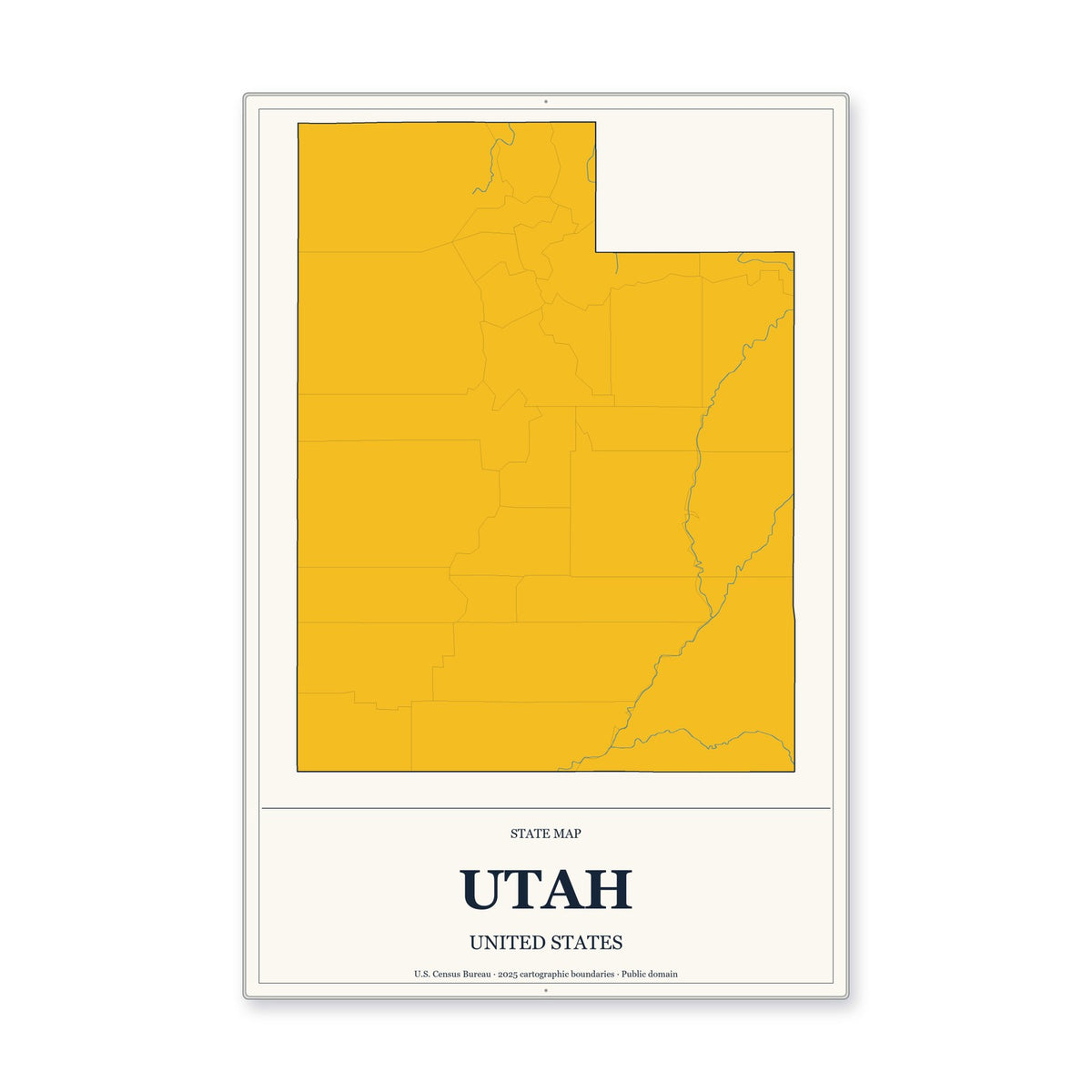 Utah state map aluminum sign in Citrine Modern style