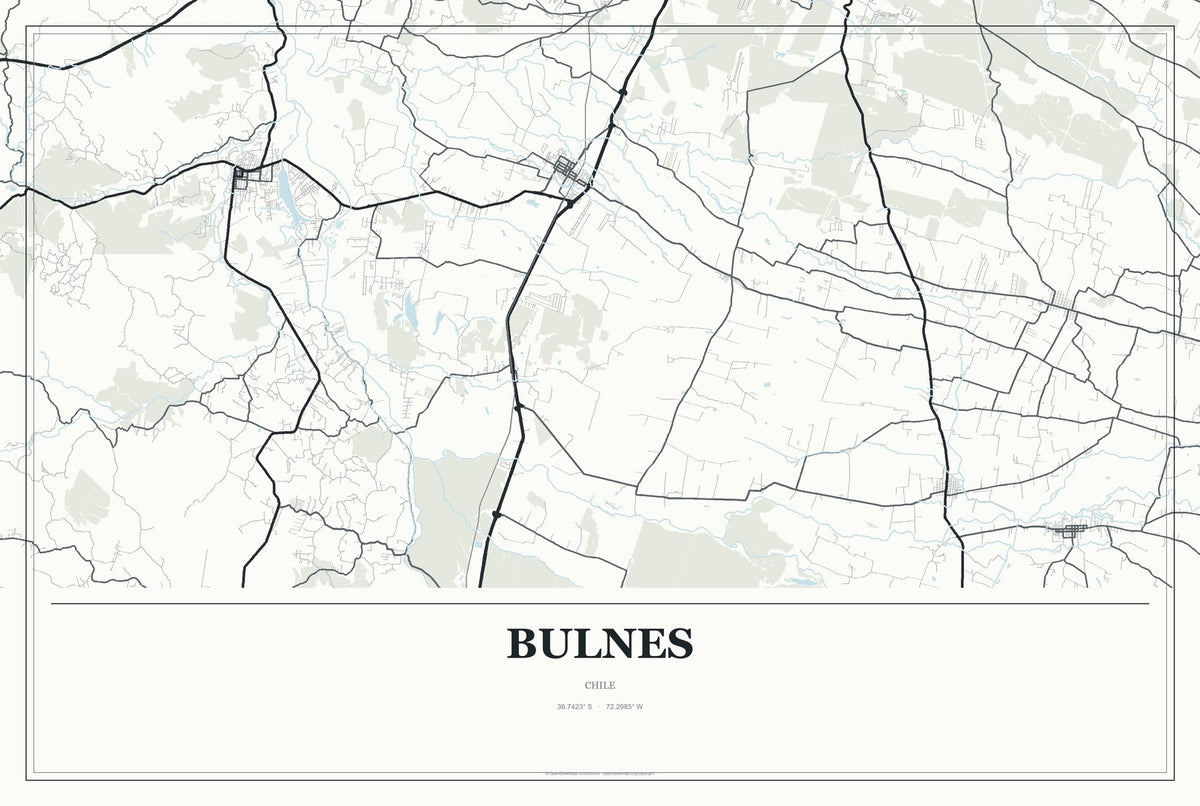 Bulnes, Chile City Map Aluminum Sign in Gallery Air style