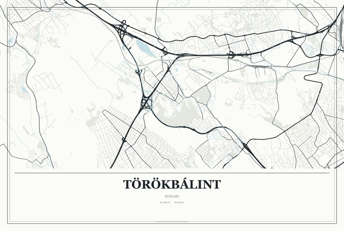Törökbálint, Hungary City Map Aluminum Sign in Gallery Air style