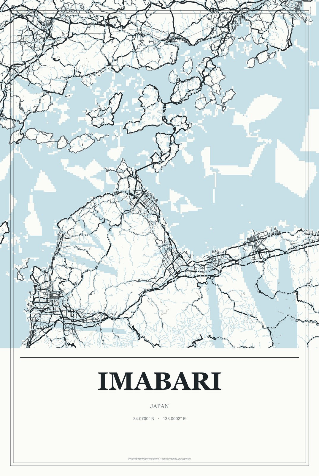 Imabari, Japan City Map Aluminum Sign in Gallery Air style