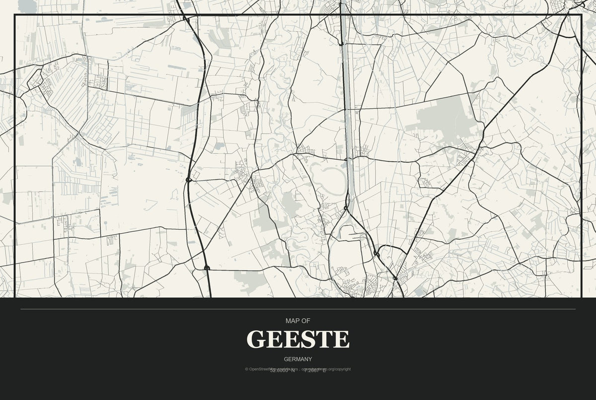 Geeste, Germany City Map Aluminum Sign in Museum Plaque style