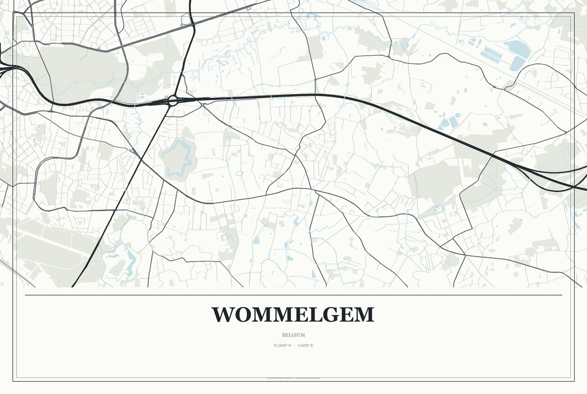 Wommelgem, Belgium City Map Aluminum Sign in Gallery Air style