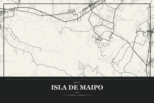 Isla de Maipo, Chile City Map Aluminum Sign in Museum Plaque style