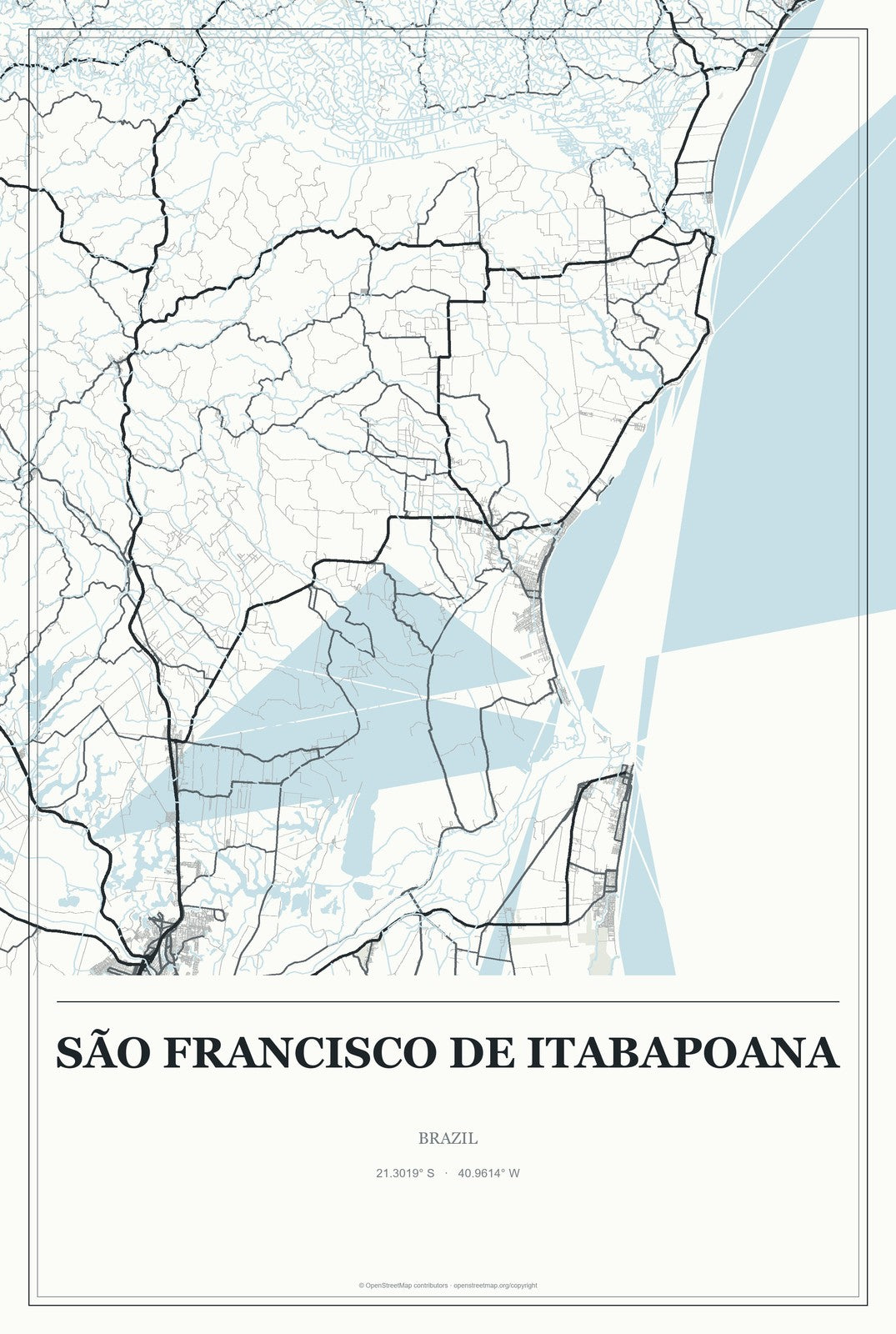 São Francisco de Itabapoana, Brazil City Map Aluminum Sign in Gallery Air style