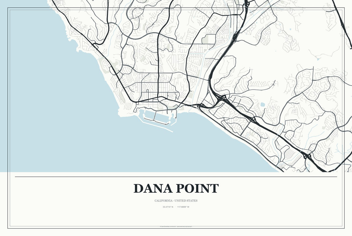 Dana Point, California City Map Aluminum Sign in Gallery Air style