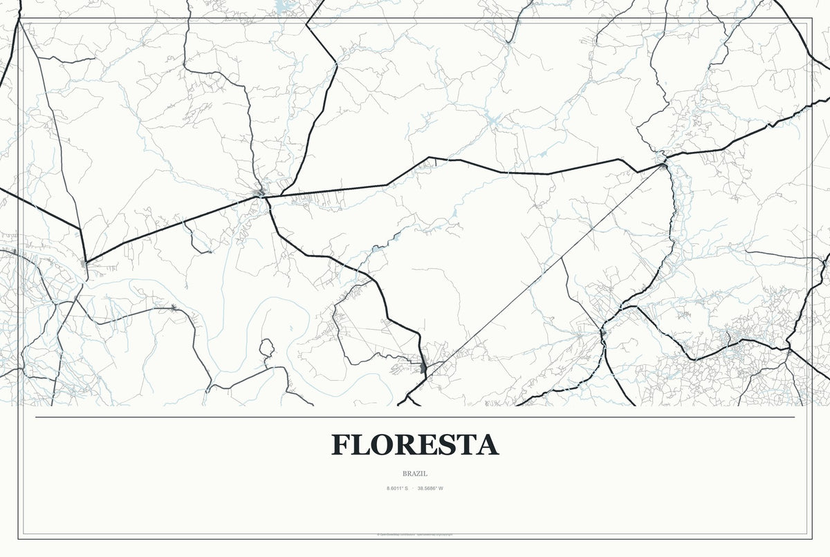 Floresta, Brazil City Map Aluminum Sign in Gallery Air style