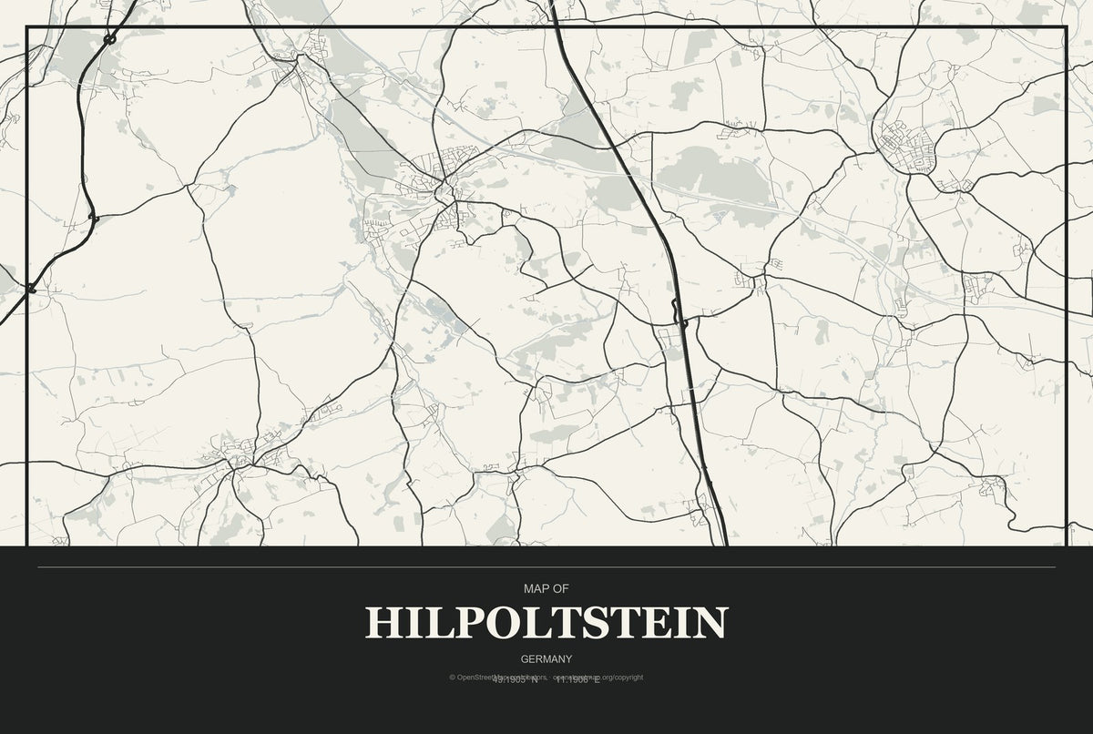Hilpoltstein, Germany City Map Aluminum Sign in Museum Plaque style