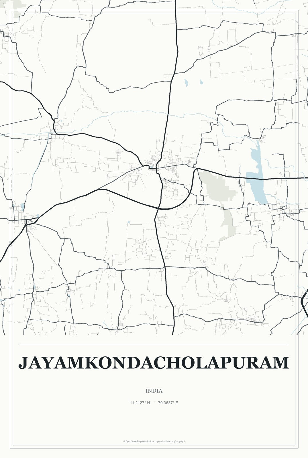 Jayamkondacholapuram, India City Map Aluminum Sign in Gallery Air style