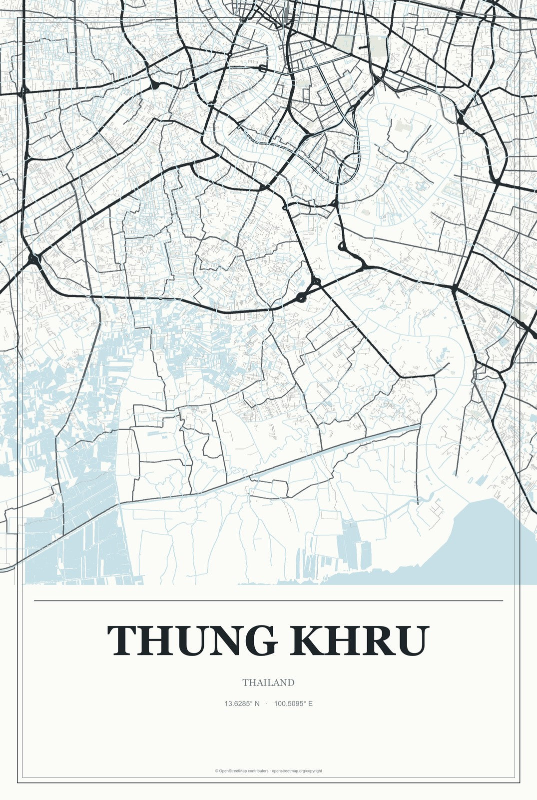 Thung Khru, Thailand City Map Aluminum Sign in Gallery Air style
