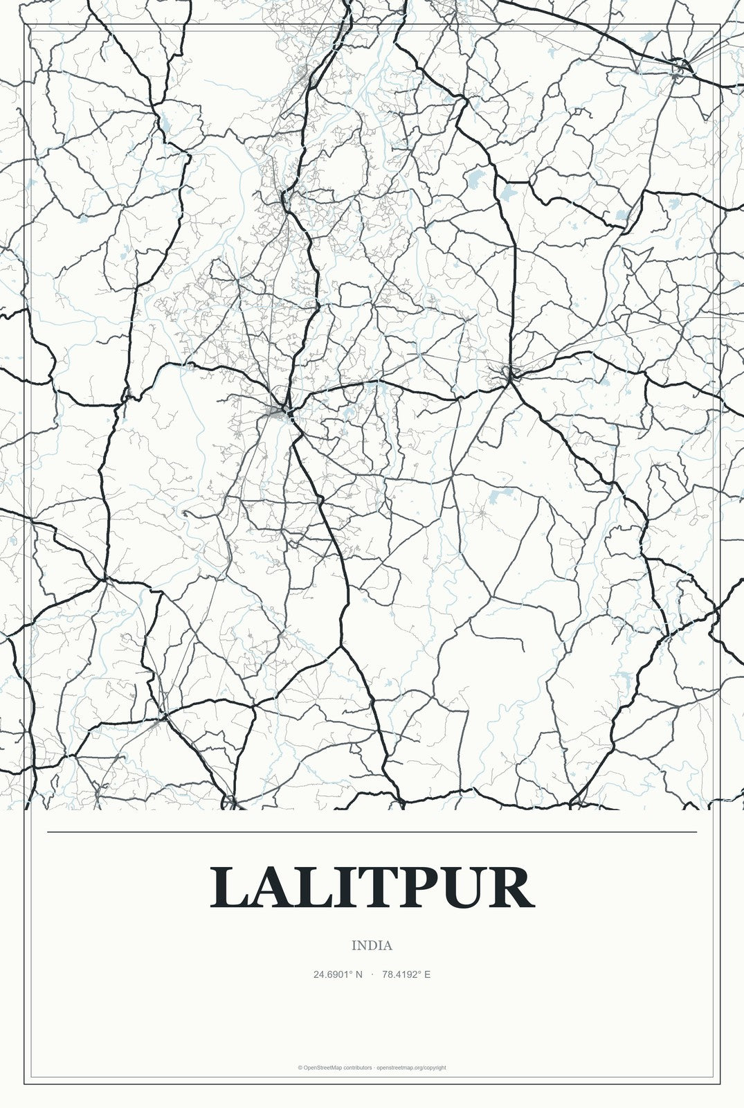 Lalitpur, India City Map Aluminum Sign in Gallery Air style