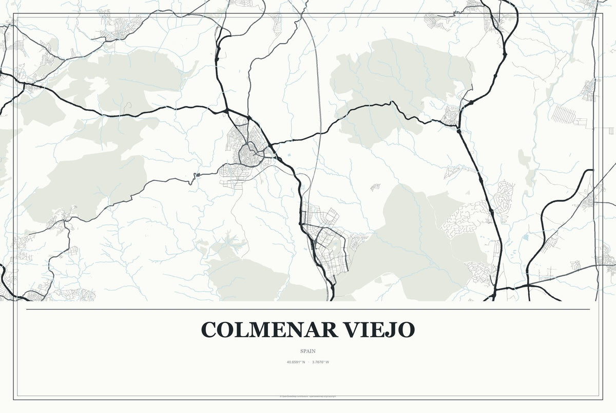 Colmenar Viejo, Spain City Map Aluminum Sign in Gallery Air style