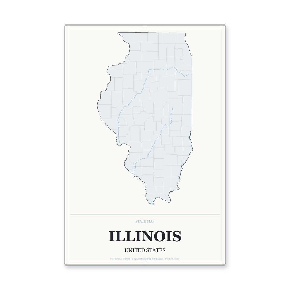 Illinois state map aluminum sign in Gallery Air style