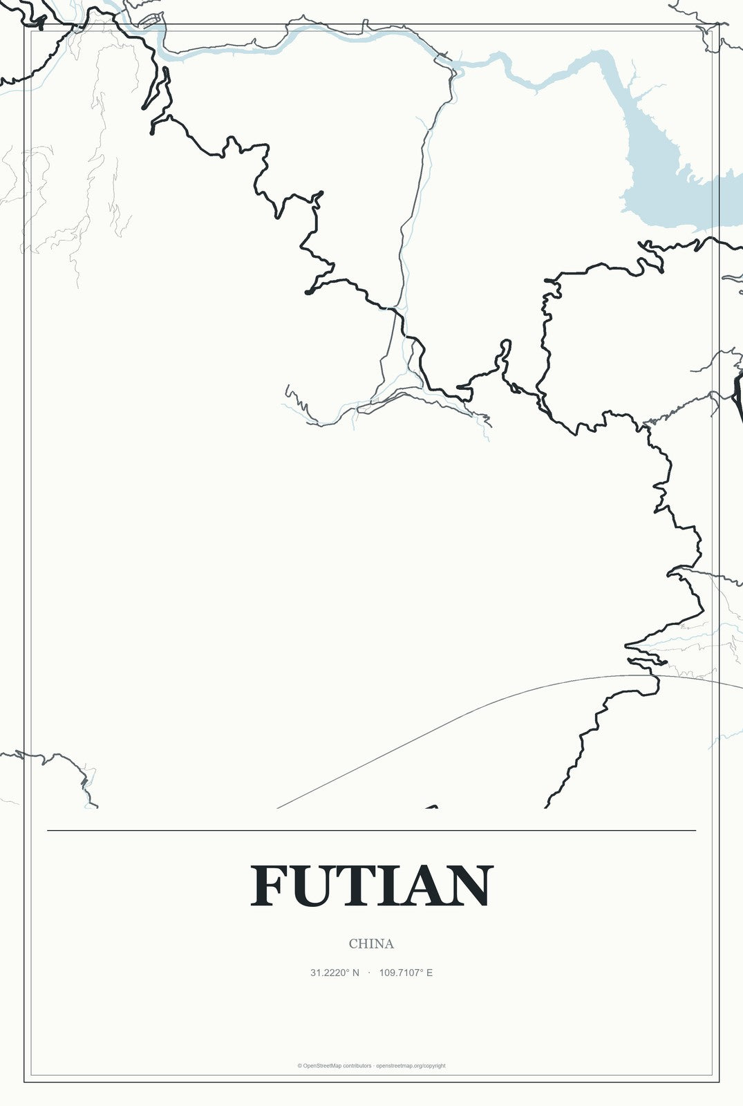 Futian, China City Map Aluminum Sign in Gallery Air style
