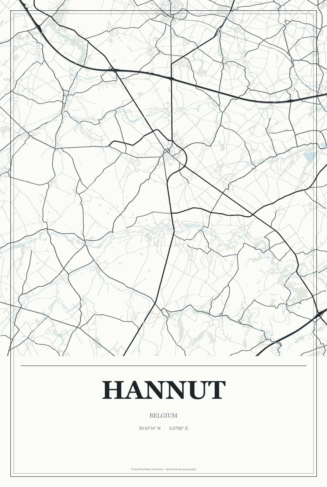 Hannut, Belgium City Map Aluminum Sign in Gallery Air style