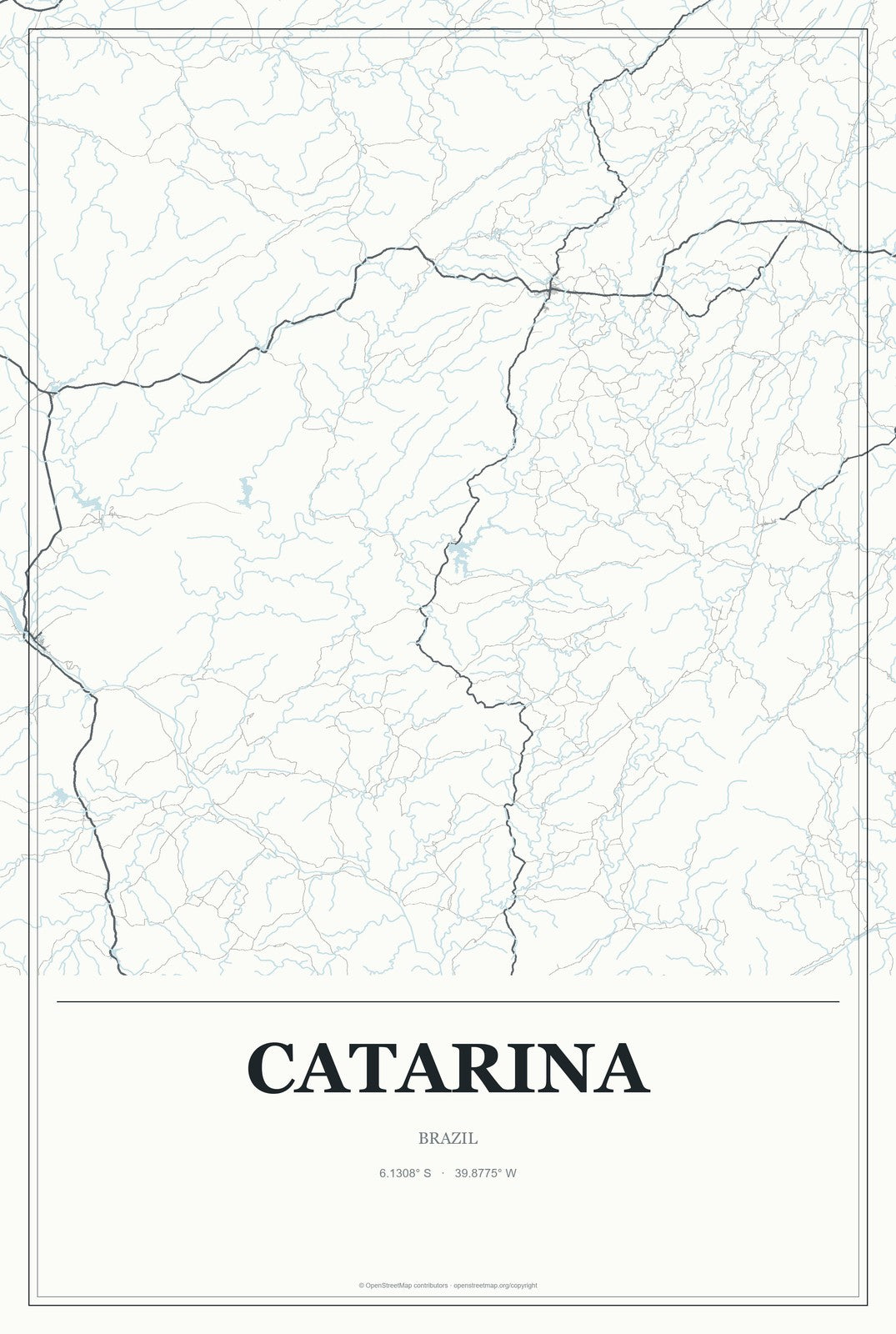 Catarina, Brazil City Map Aluminum Sign in Gallery Air style