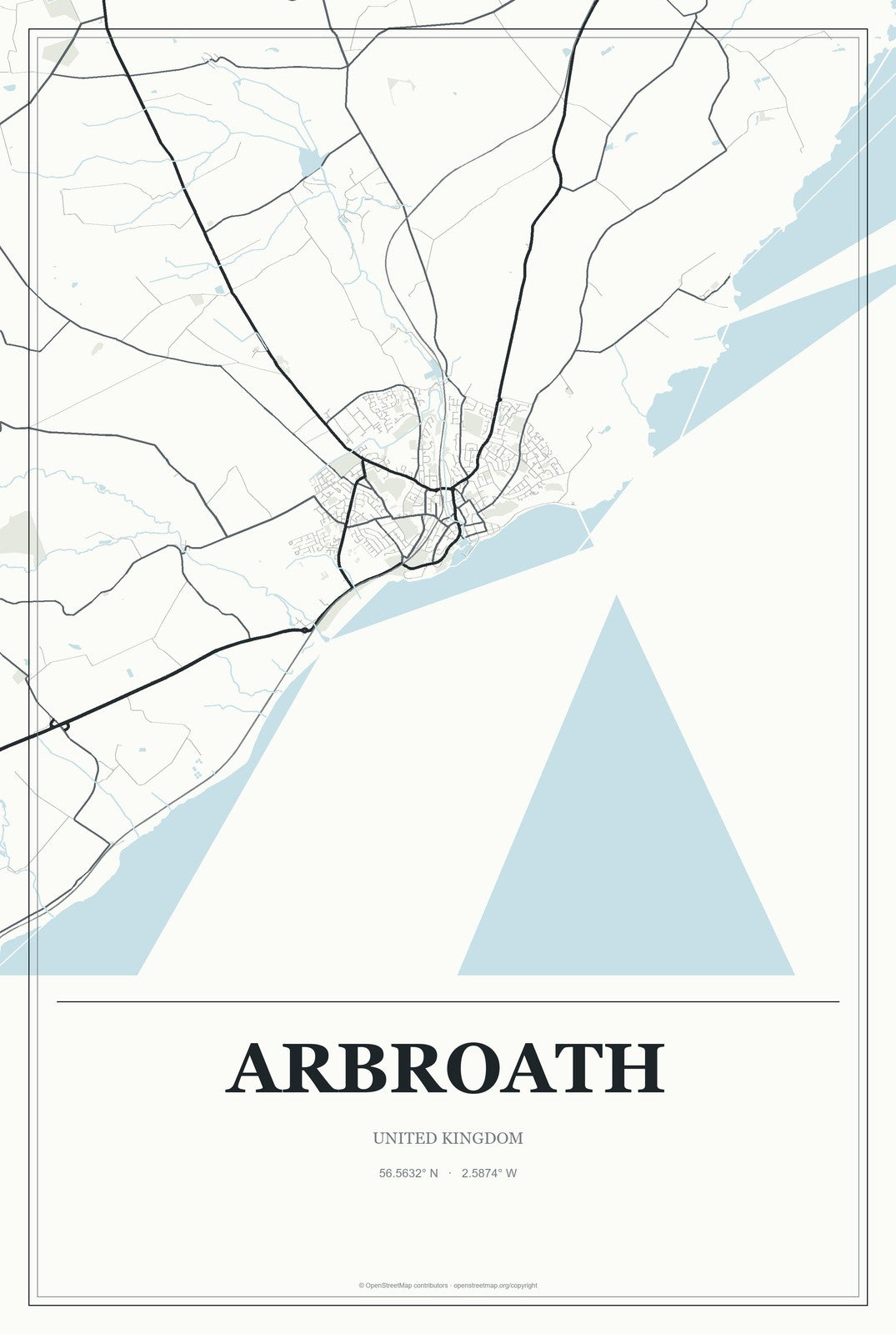 Arbroath, United Kingdom City Map Aluminum Sign in Gallery Air style