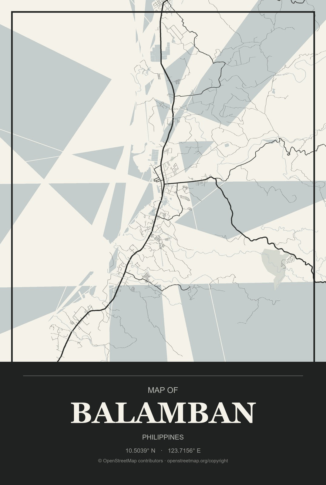 Balamban, Philippines City Map Aluminum Sign in Museum Plaque style