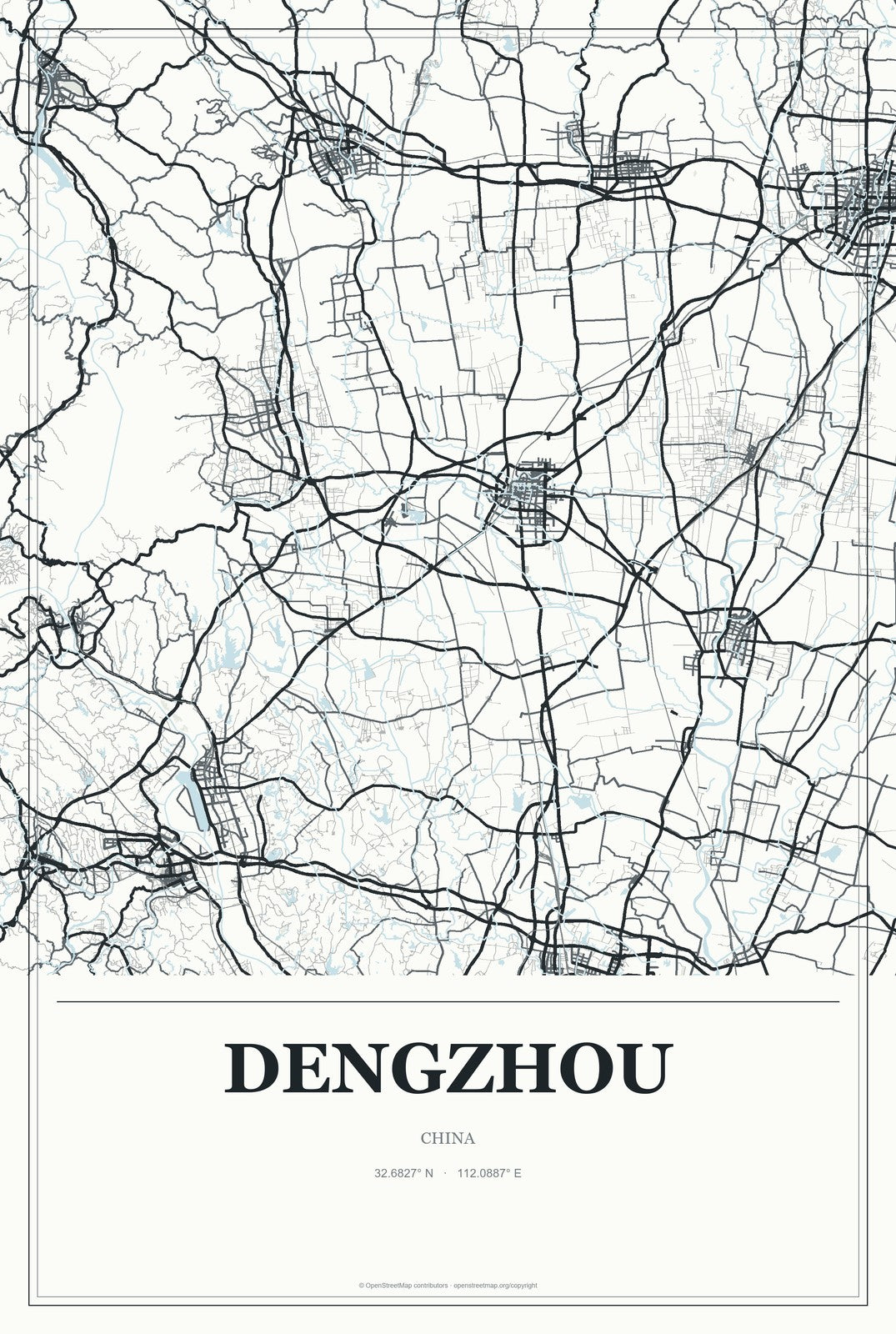 Dengzhou, Henan, China City Map Aluminum Sign in Gallery Air style