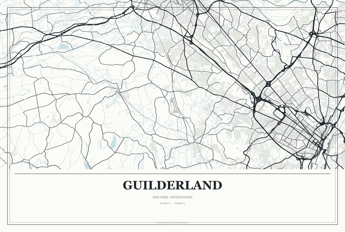 Guilderland, New York City Map Aluminum Sign in Gallery Air style