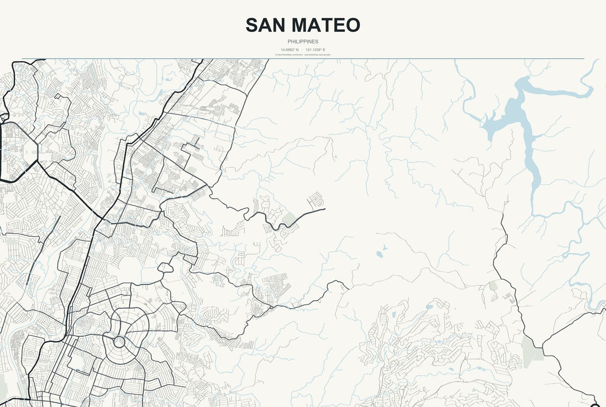San Mateo, Cagayan Valley, Philippines City Map Aluminum Sign in Headline Atlas style