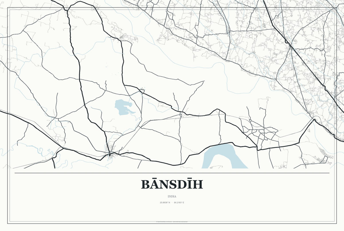 Bānsdīh, India City Map Aluminum Sign in Gallery Air style