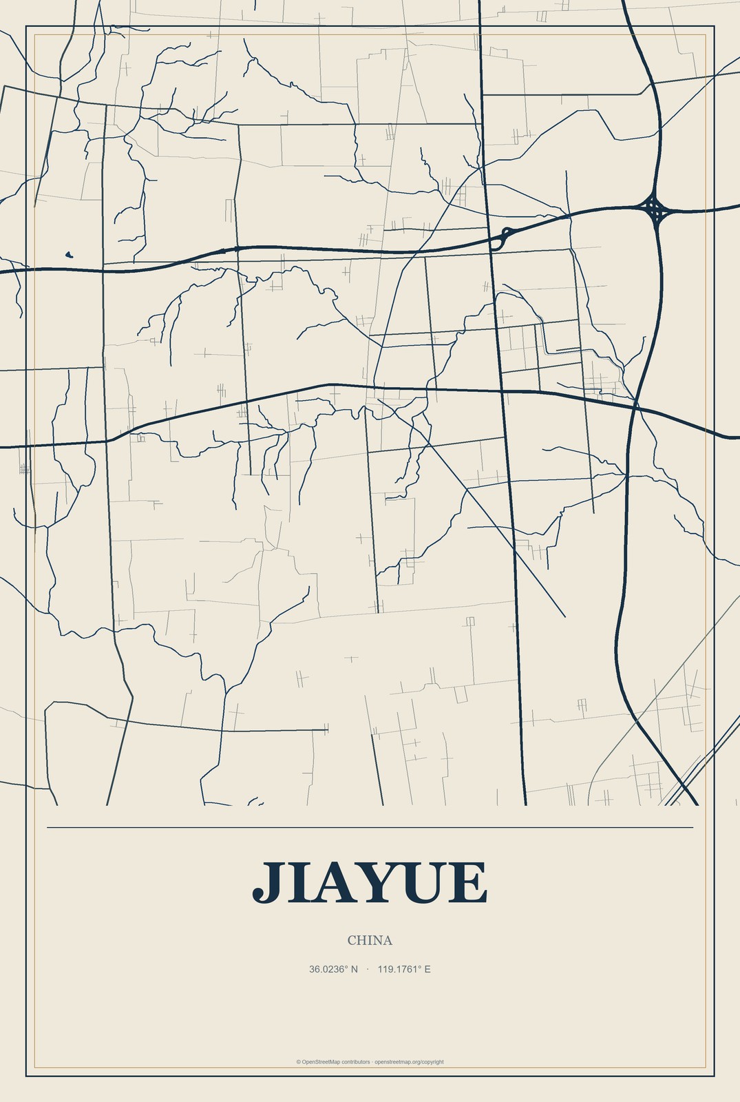 Jiayue, China City Map Aluminum Sign in Coastal Cutout style