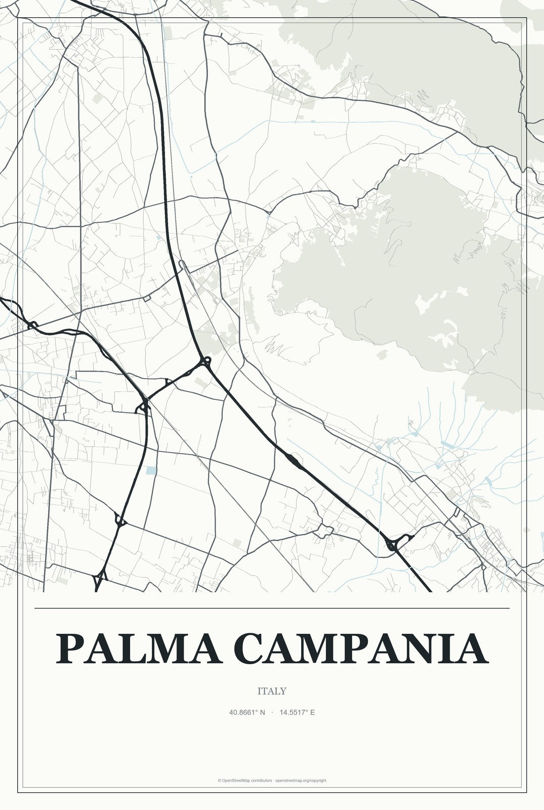 Palma Campania, Italy City Map Aluminum Sign in Gallery Air style