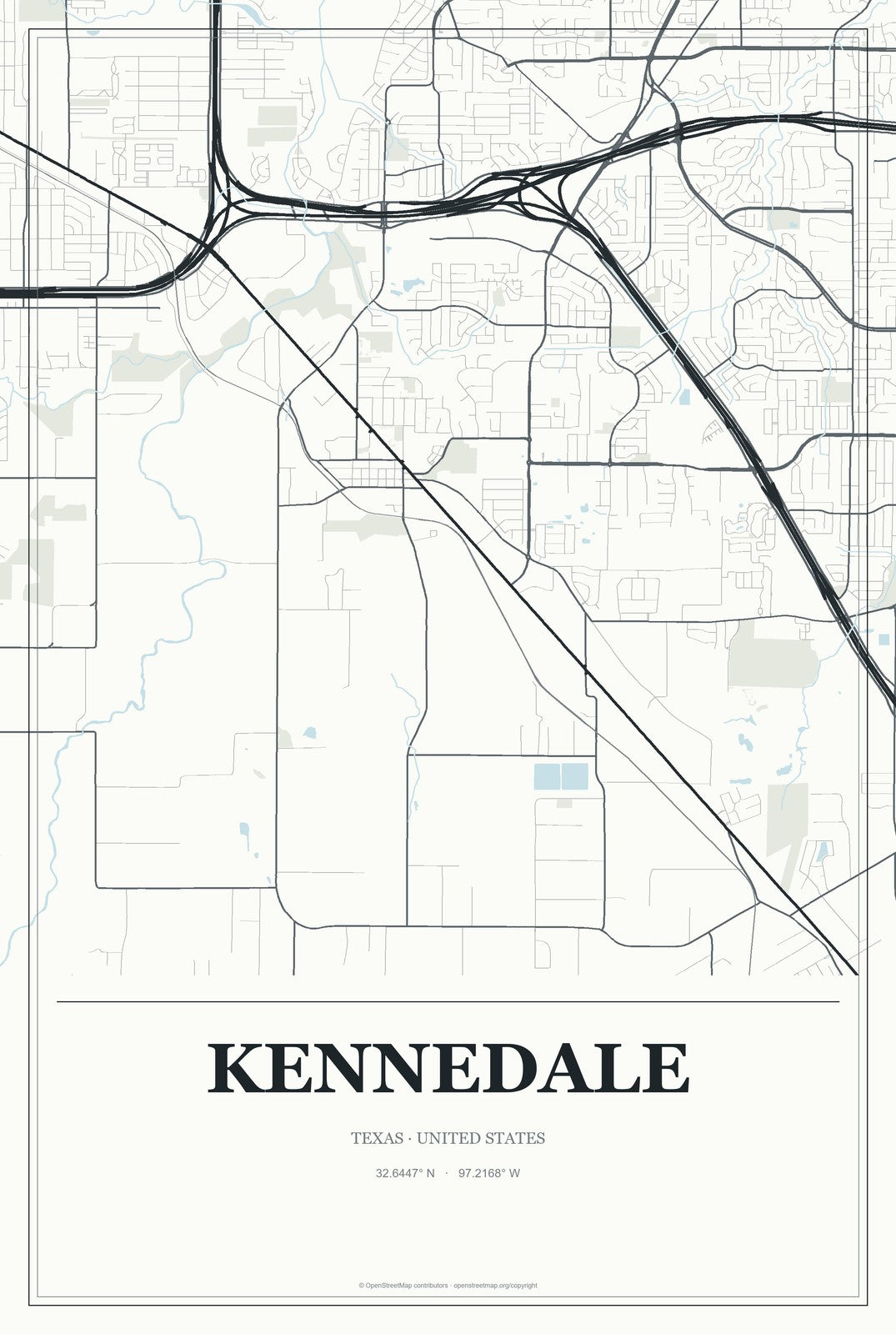 Kennedale, Texas City Map Aluminum Sign in Gallery Air style