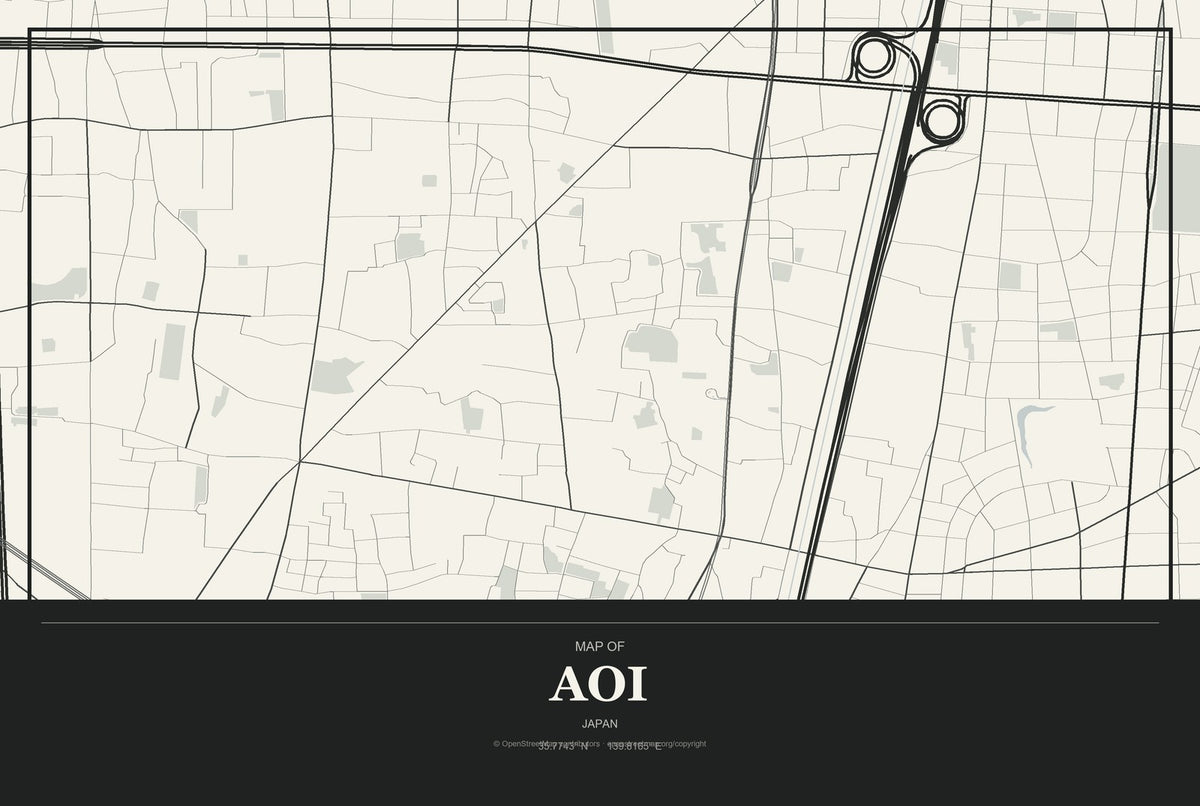 Aoi, Japan City Map Aluminum Sign in Museum Plaque style