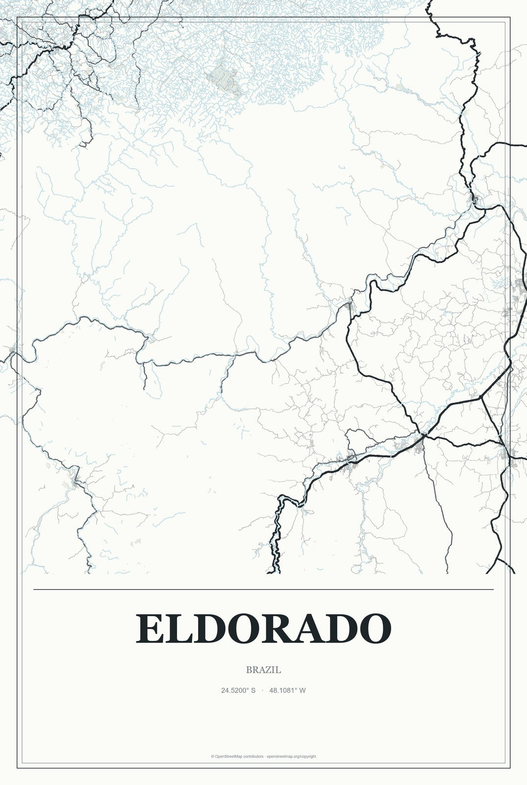 Eldorado, São Paulo, Brazil City Map Aluminum Sign in Gallery Air style