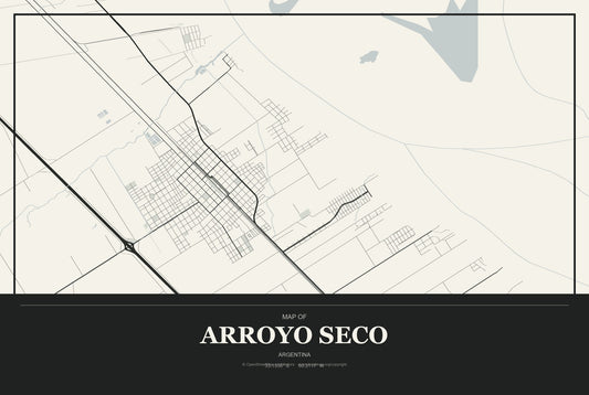 Arroyo Seco, Argentina City Map Aluminum Sign in Museum Plaque style