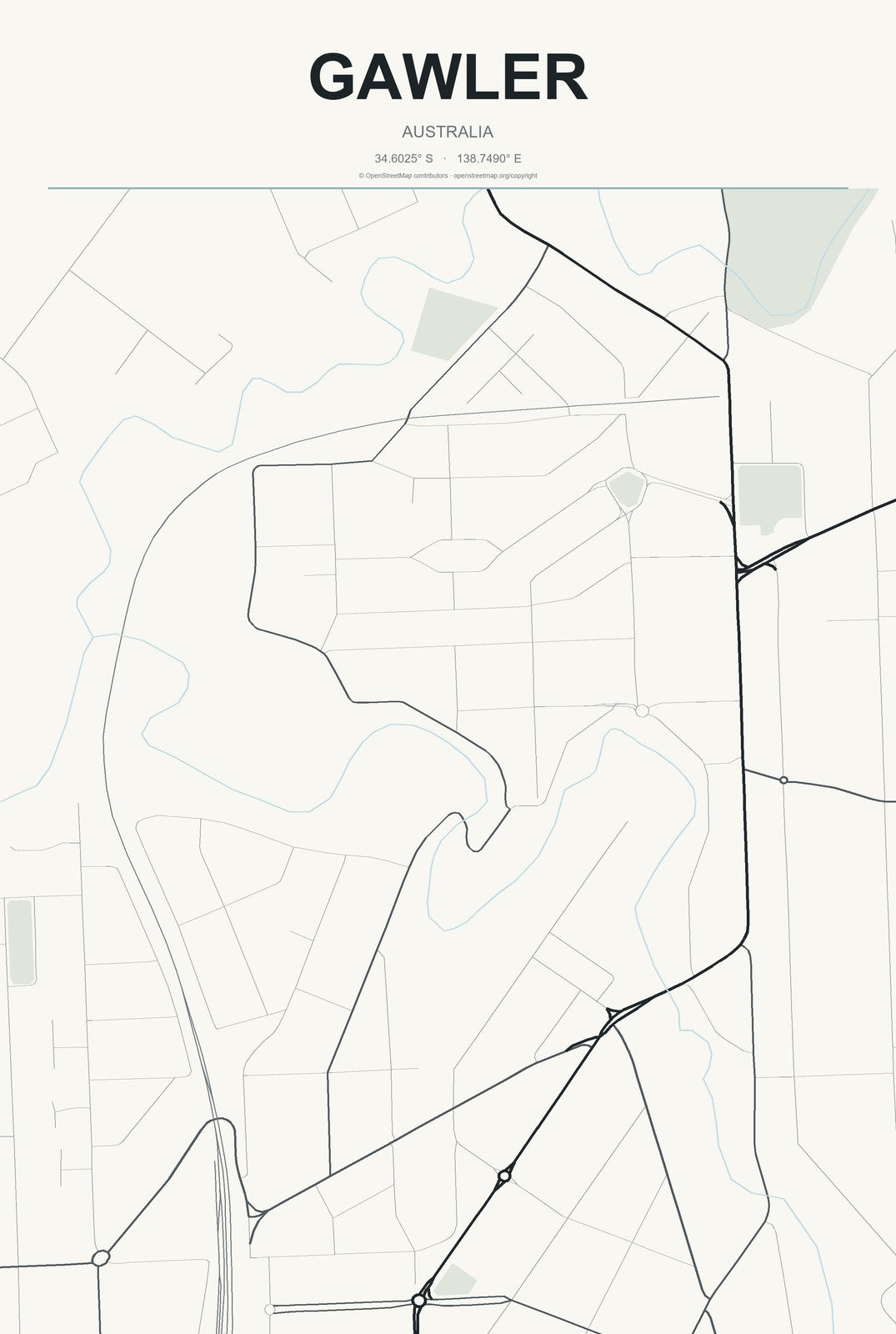 Gawler, Australia City Map Aluminum Sign in Headline Atlas style