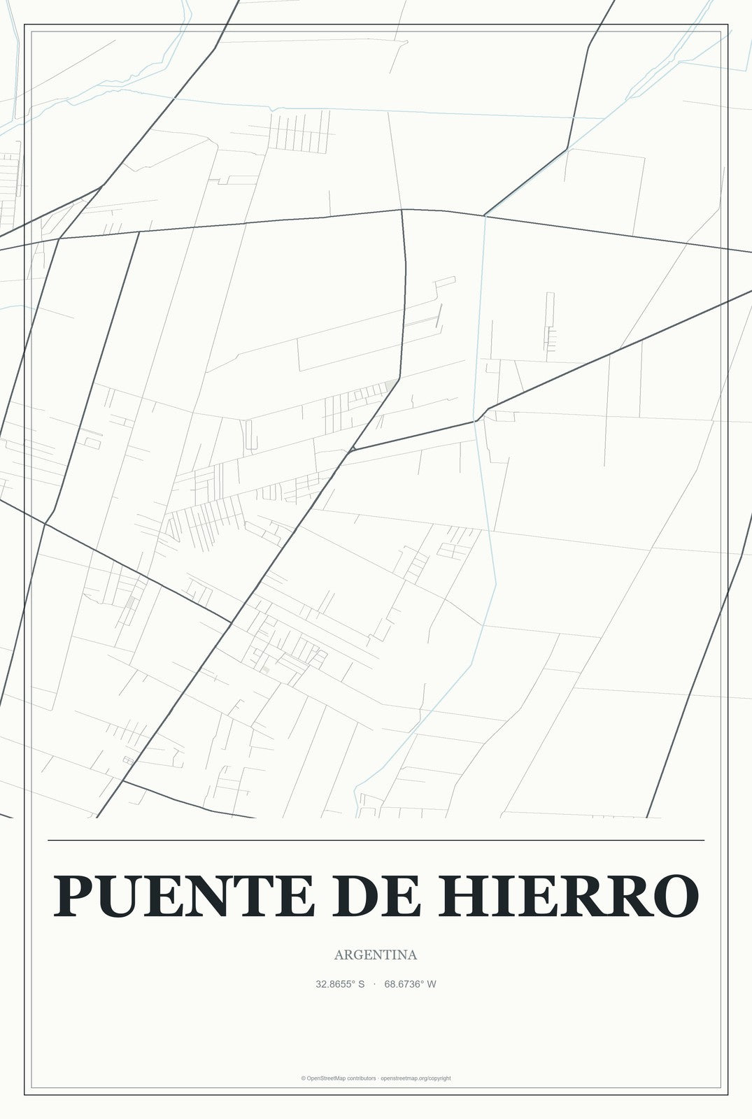 Puente de Hierro, Argentina City Map Aluminum Sign in Gallery Air style