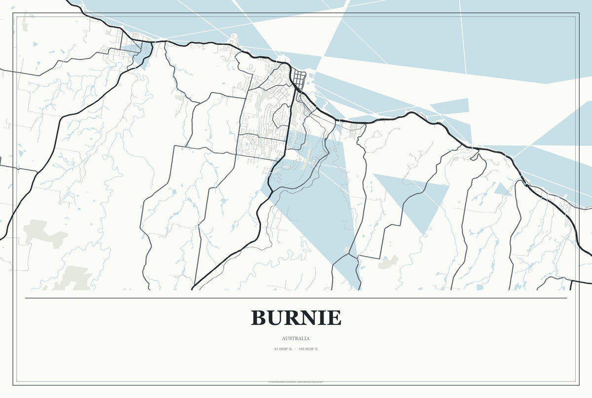 Burnie, Australia City Map Aluminum Sign in Gallery Air style