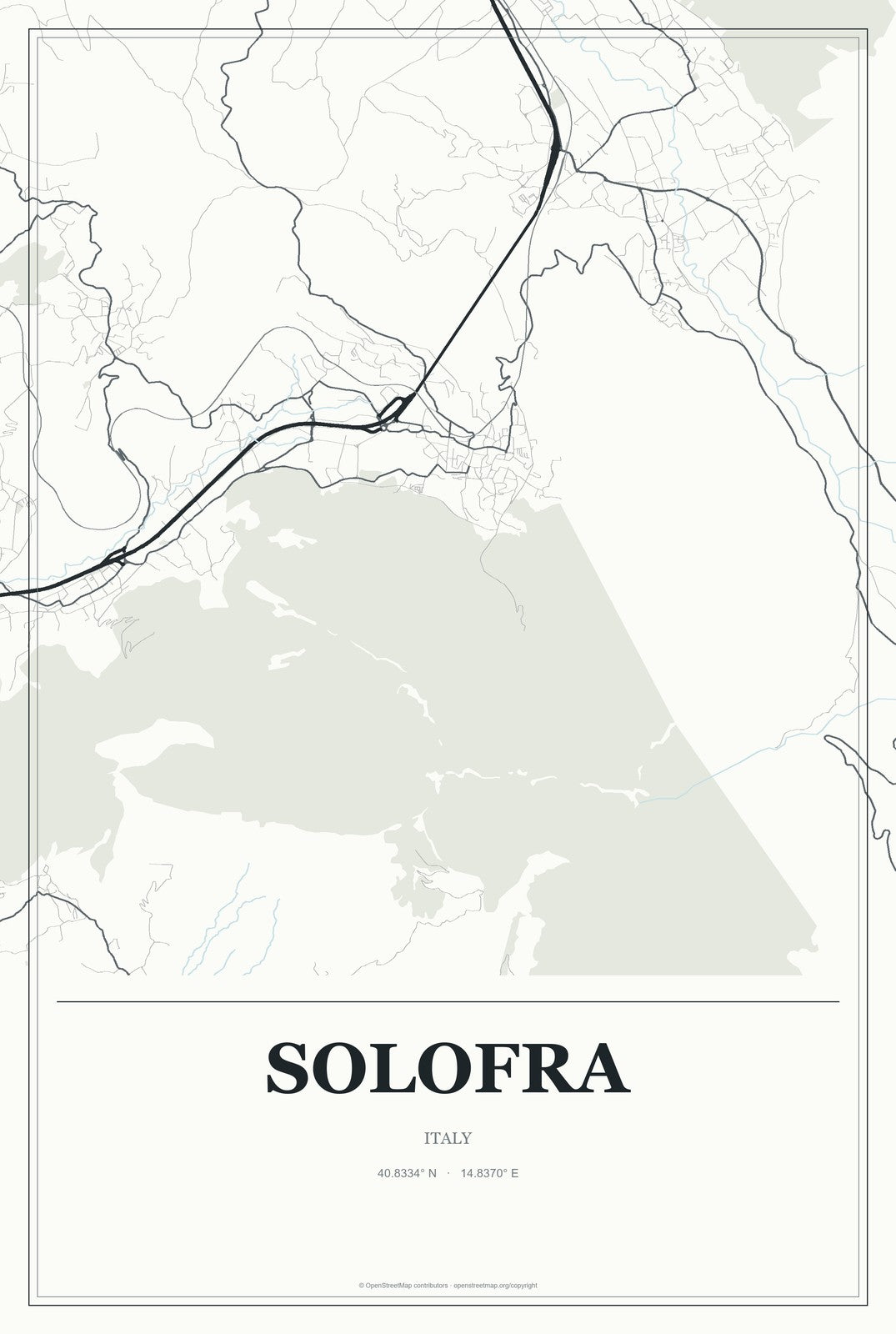 Solofra, Italy City Map Aluminum Sign in Gallery Air style